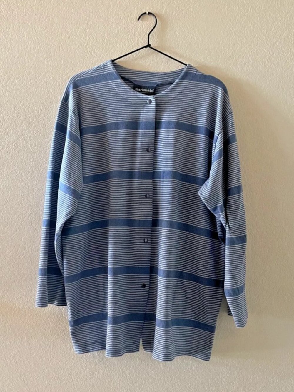 Marimekko Striped Long Sleeve Cardigan XL 100% Cotton Stretch Natural Fibers